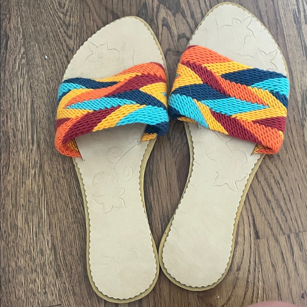 Colorful Woven Slide Sandals